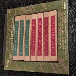 ANNA GRIFFIN Festive 'Seasonal Sentiments' Holiday Christmas Rubber Stamp Set